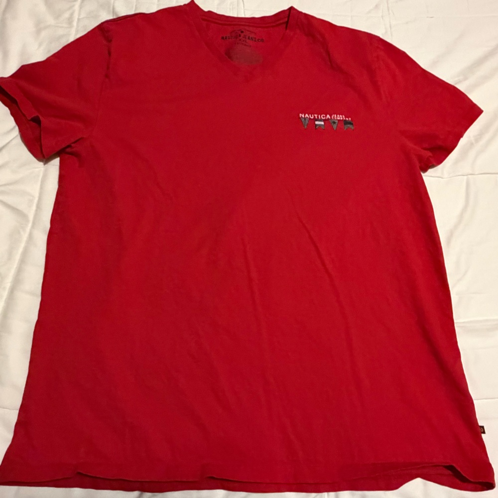 Nautica Red V-Neck T-Shirt